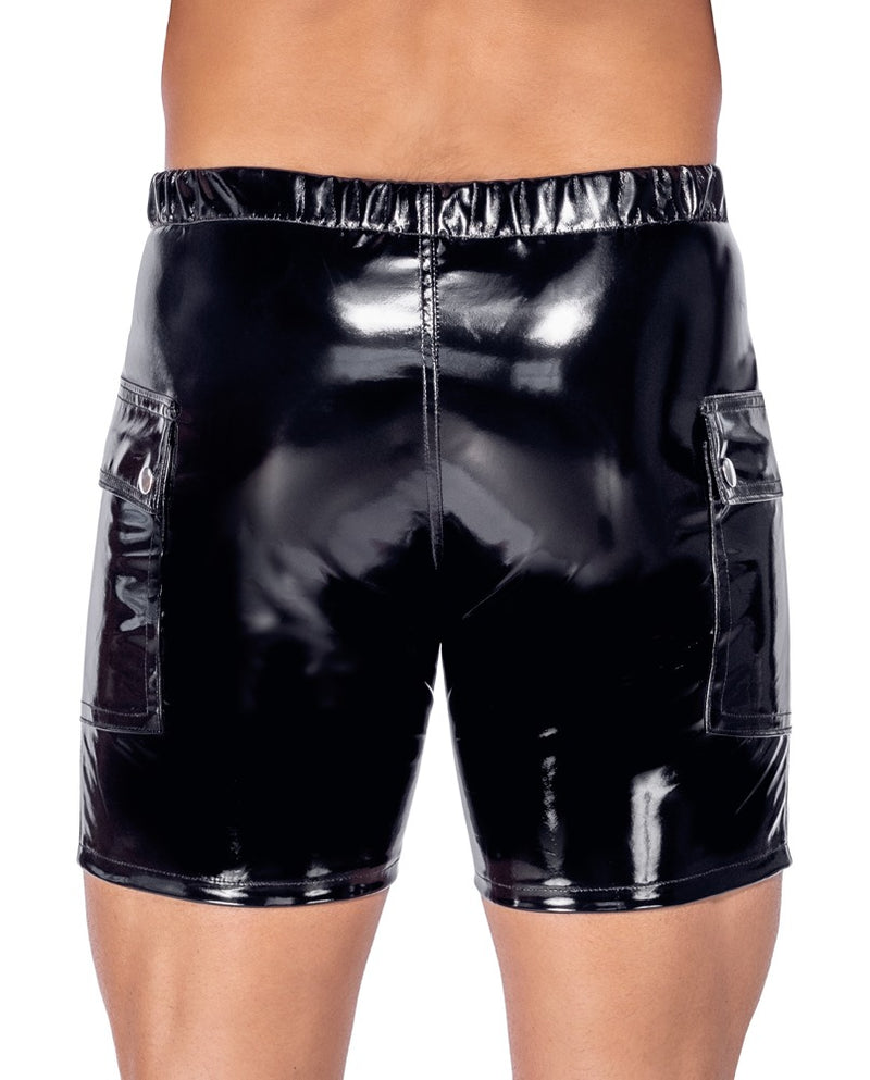 Black Level Vinyl short met klepzakken en ritssluiting - Zwart
