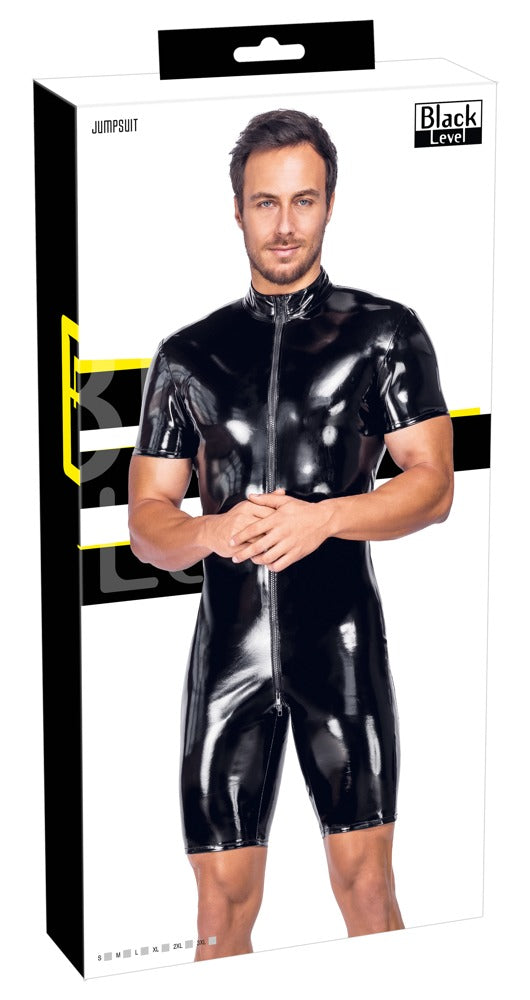 Black Level Jumpsuit vinyl kort met ritssluiting - Zwart