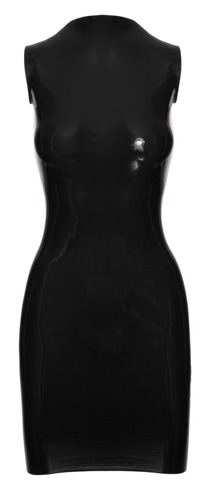Late X latex jurk met kraag - Zwart