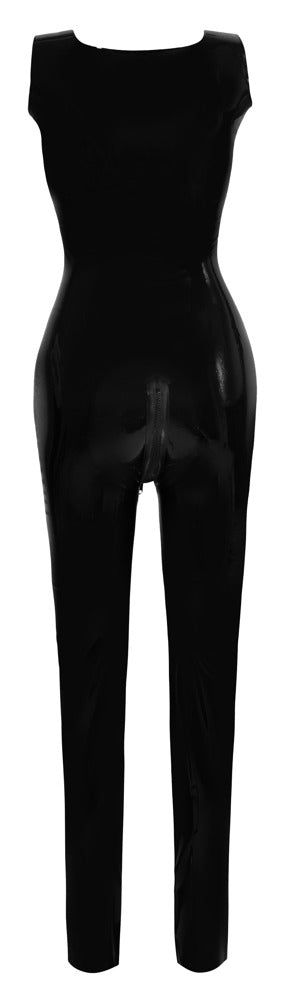 Late X mouwloze catsuit met 3-weg rits - Zwart
