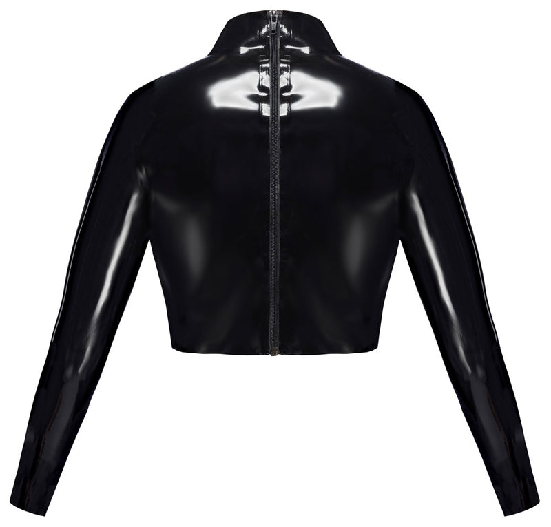 Late X latex crop top met open cup - Zwart