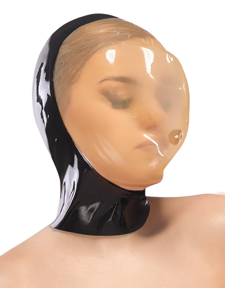 Late X Vacuümmasker latex met ademgat - Zwart