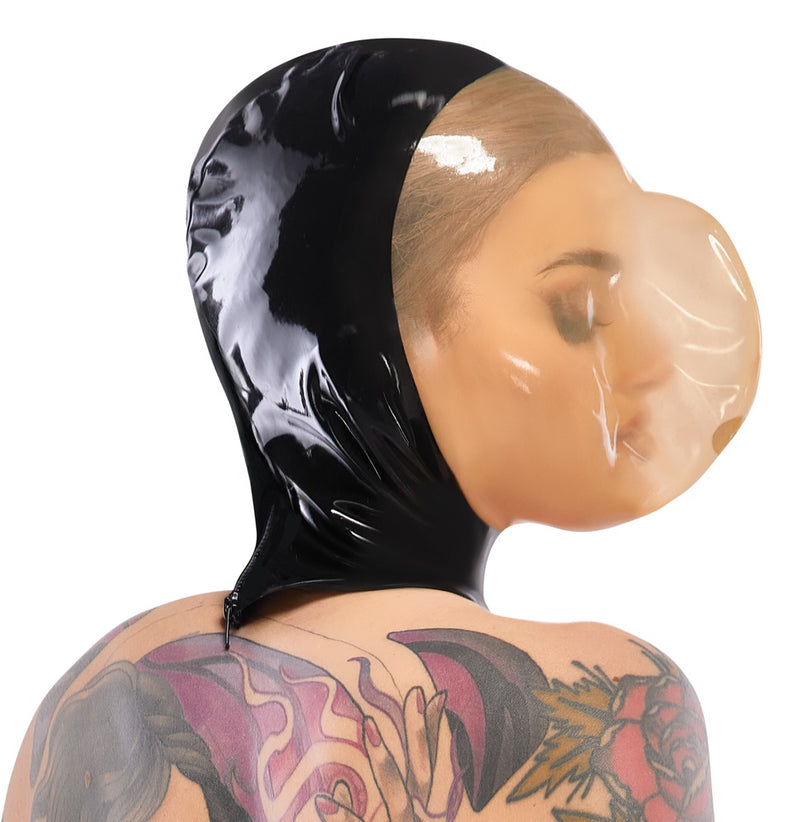 Late X Vacuümmasker latex met ademgat - Zwart