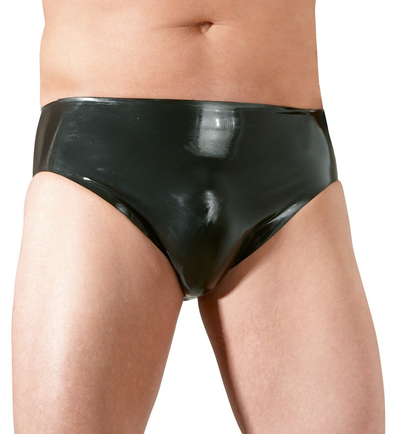 Late X latex slip met anale dildo - Zwart