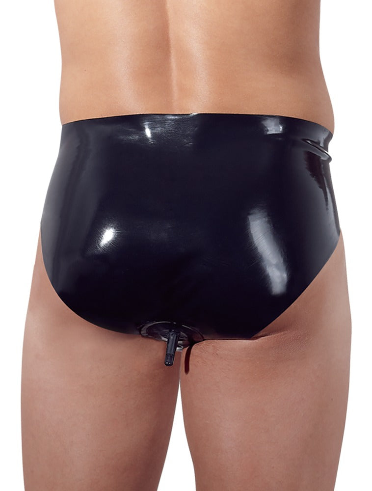 Late X opblaasbare slip met anal plug - Zwart