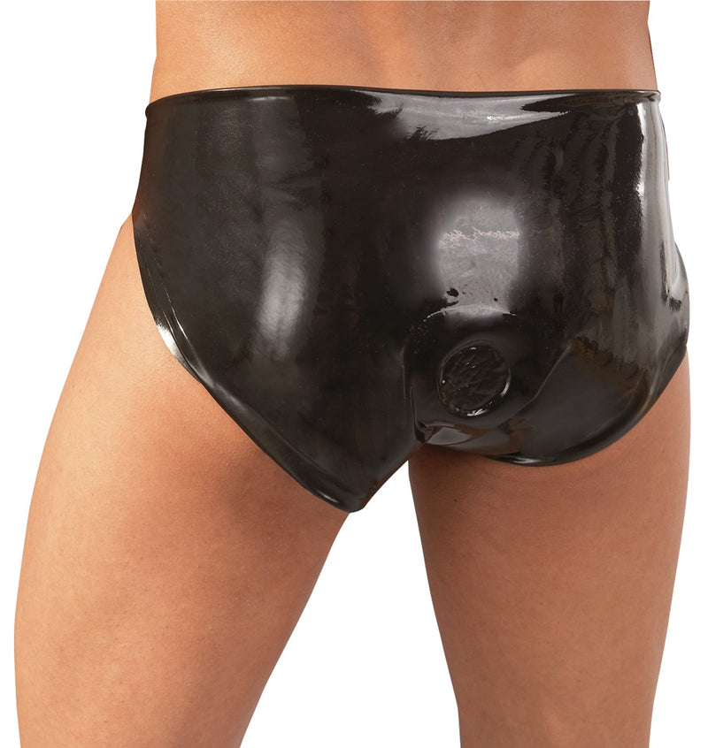 Late X slip met anale dildo - Zwart