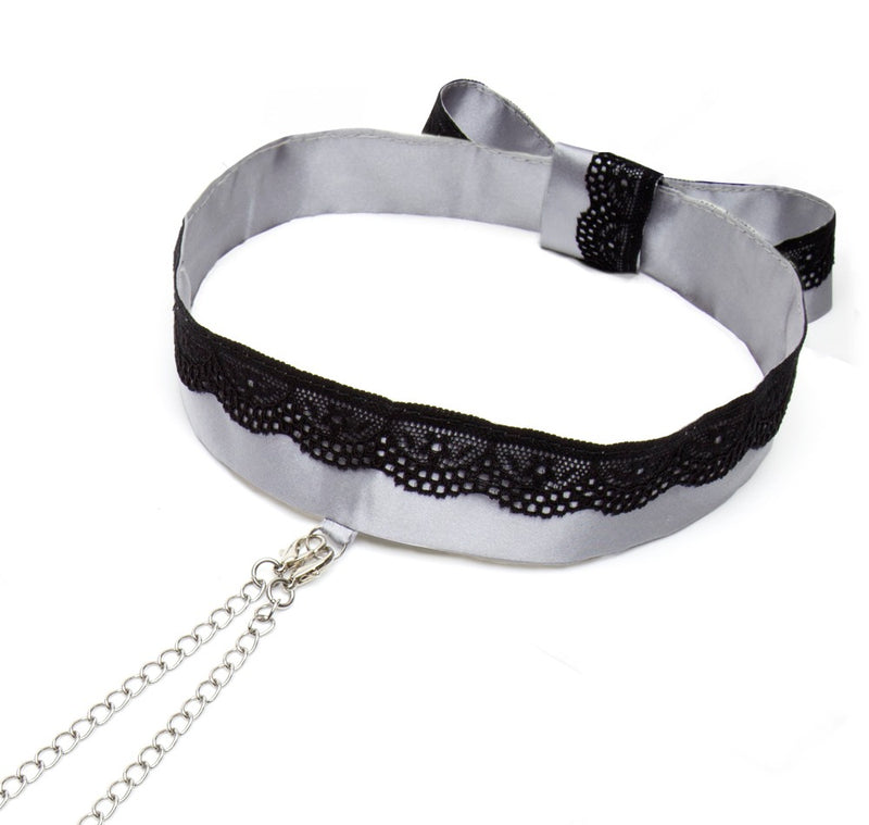 Fifty Shades of Grey satijn halsband - Zilver