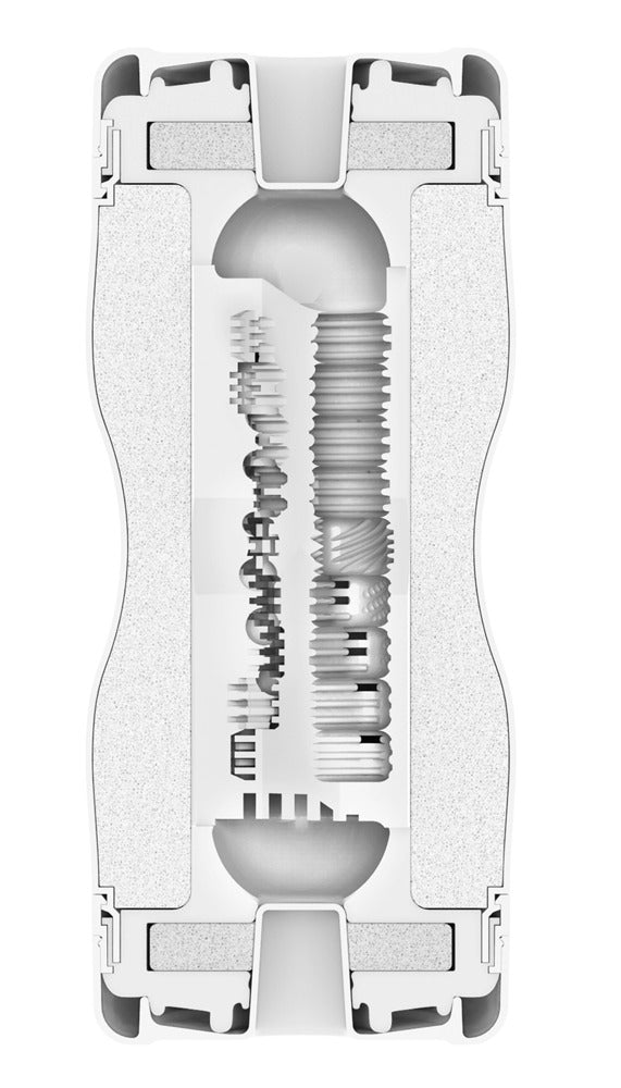 TENGA Dubbele masturbator met draaiende genotskanalen - Wit