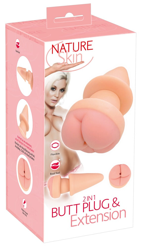 Nature Skin Butt plug met penisverlenger - Huidskleur