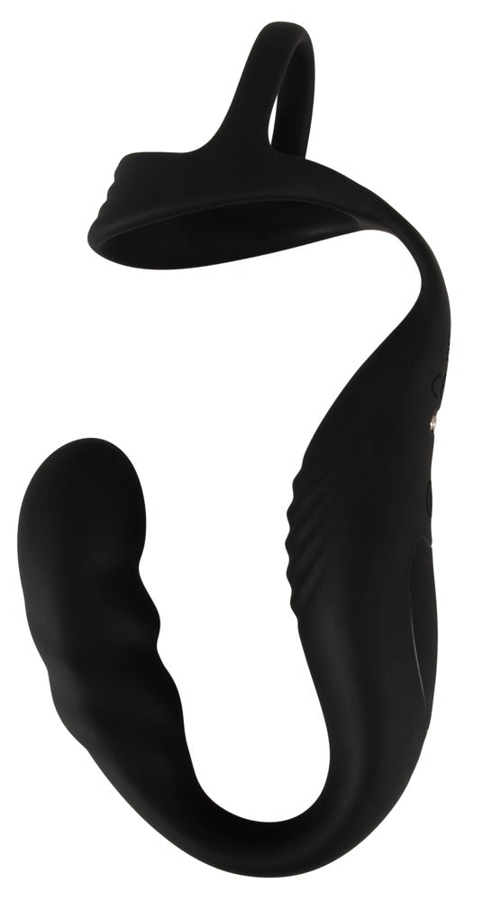Rebel Cockring met prostateplug en vibrator - Zwart