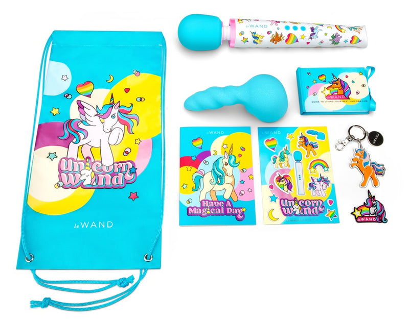 le Wand Massagestaaf met eenhoorn dildo en 20 vibratiestanden - Regenboog