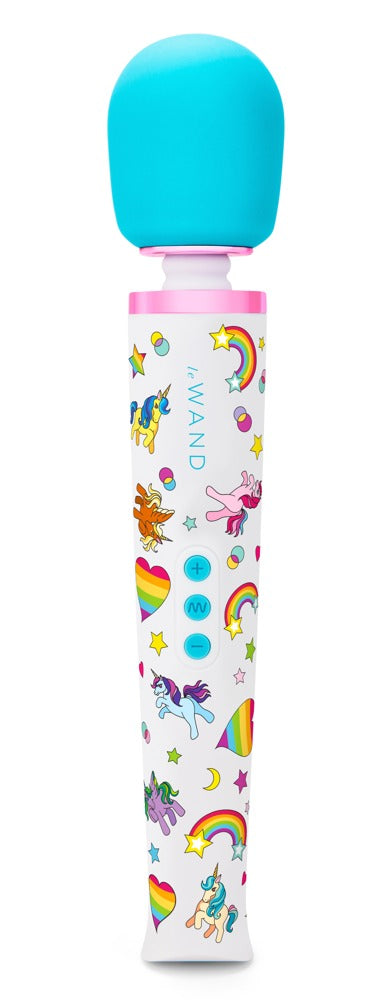 le Wand Massagestaaf met eenhoorn dildo en 20 vibratiestanden - Regenboog
