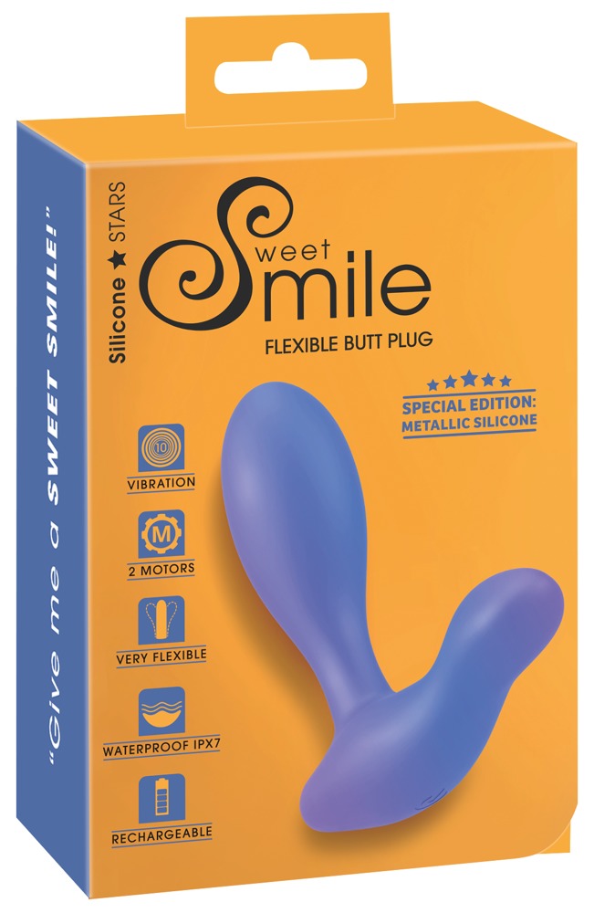 Sweet Smile Butt plug vibrerend met 2 motoren - Blauw