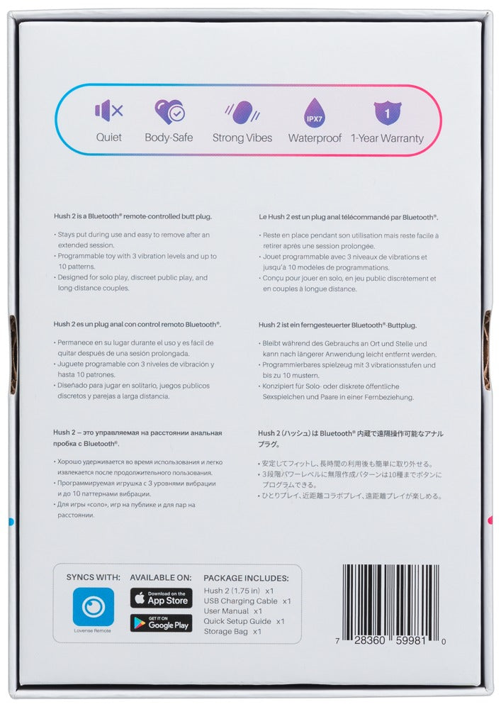 Lovense Hush 2 anale vibrator - Zwart