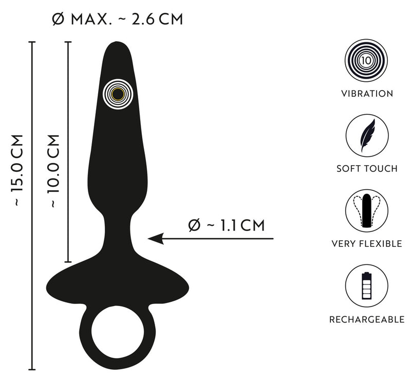 ANOS Butt plug flexibel met trillingen - Zwart