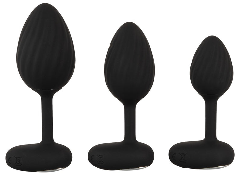 ANOS Butt plug set met 3 vibrerende pluggen - Zwart