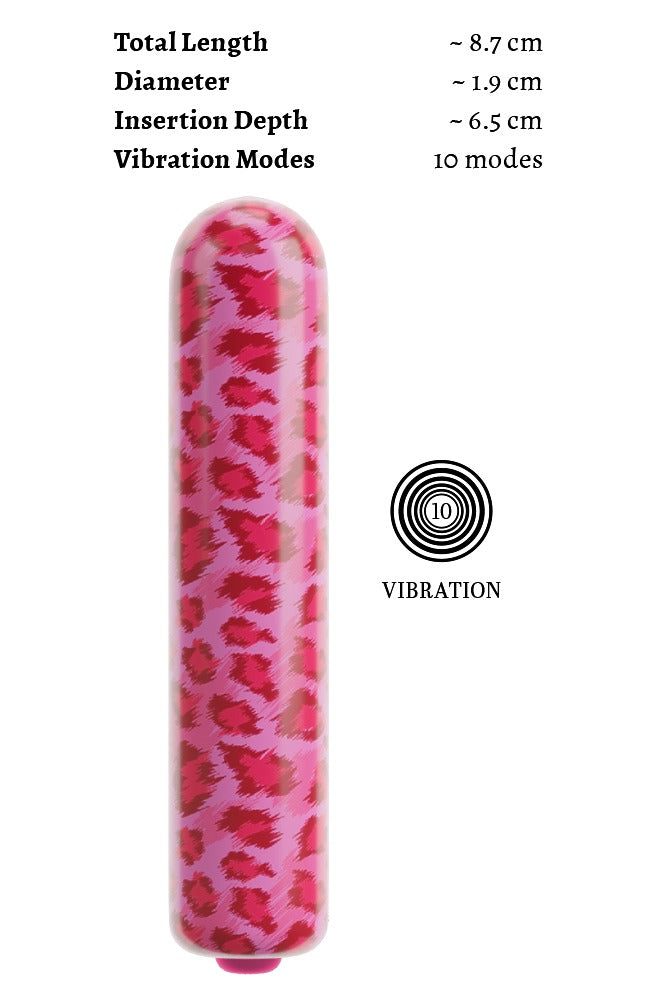 beau coeur Mini vibrator met leo-print - Roze
