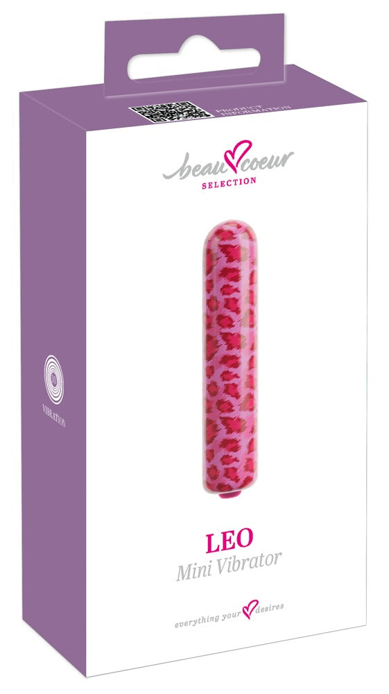beau coeur Mini vibrator met leo-print - Roze