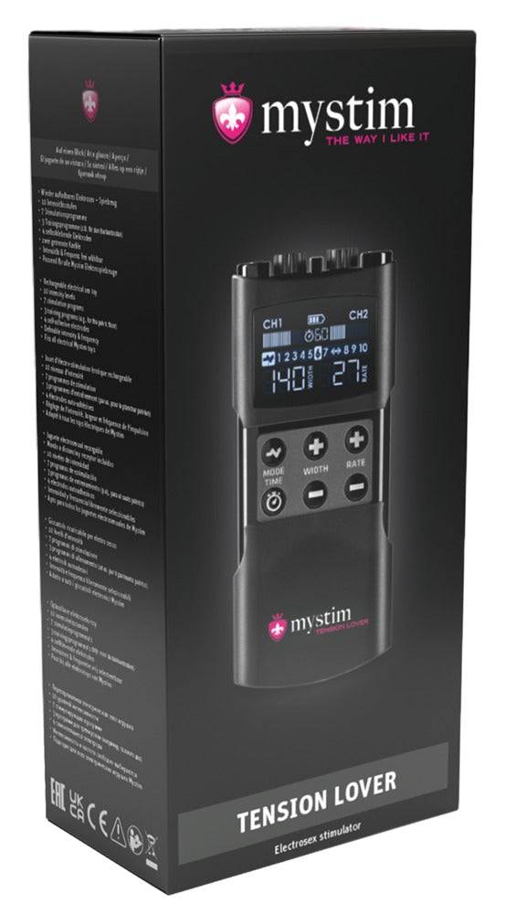 Mystim E-stimulator met 2 regelbare kanalen - Zwart