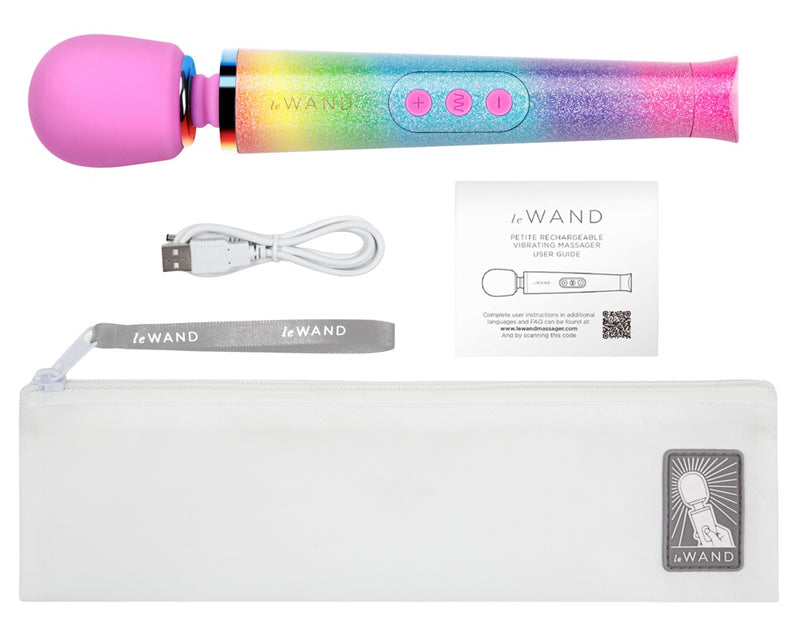 le Wand Massagestaaf regenboog glitter - Roze