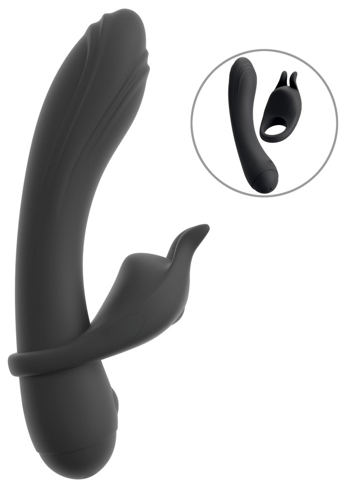 Couples Choice Dubbelvibrator met afneembare cockring - Zwart