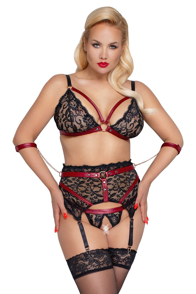 Jarretelset - Beha-set, polyamide, spandex - IntimateRed