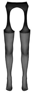 Cottelli LEGWEAR Jarretel panty fluweelzacht - Zwart
