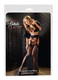 Cottelli LEGWEAR Jarretel panty fluweelzacht - Zwart