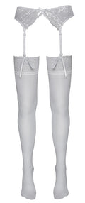 Cottelli LEGWEAR Stocking met bloemenkant - Wit