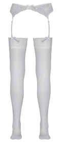 Cottelli LEGWEAR Stocking met bloemenkant - Wit