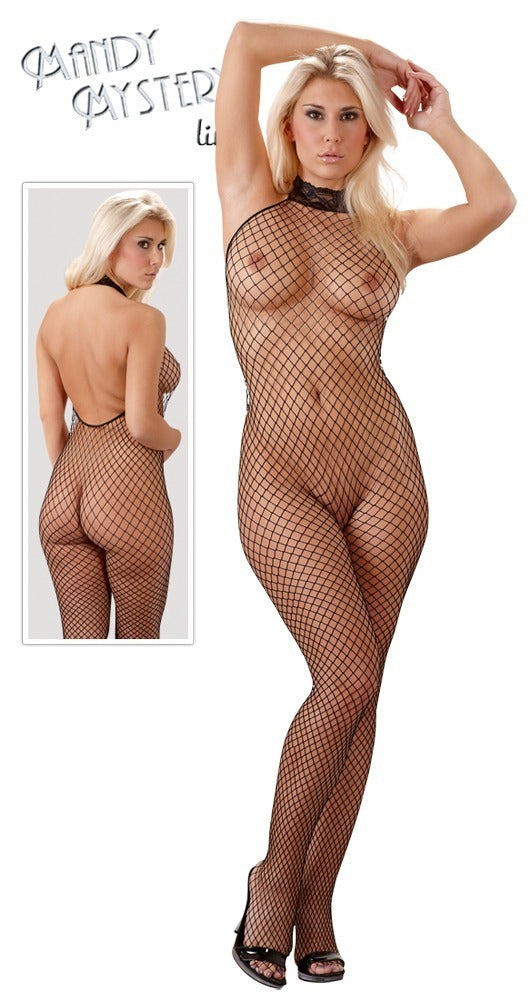 NO:XQSE visnet catsuit met open kruis - Zwart - NO:XQSE - SKU: 2311500000