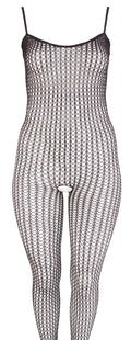 NO:XQSE transparant catsuit met open kruis - Zwart