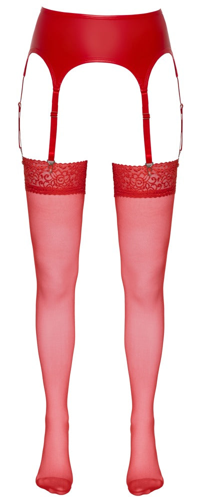 Cottelli LEGWEAR fluweelzachte stockings - Rood - Cottelli LEGWEAR - SKU: 2322540000