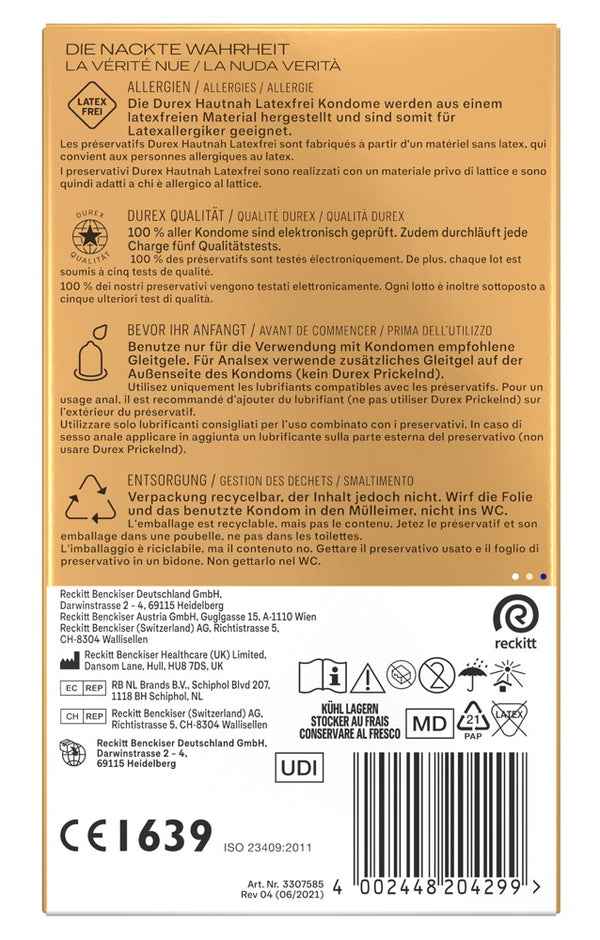 Durex Condoom latexvrij met extra glijmiddel - Transparant - Durex - SKU: 4169320000