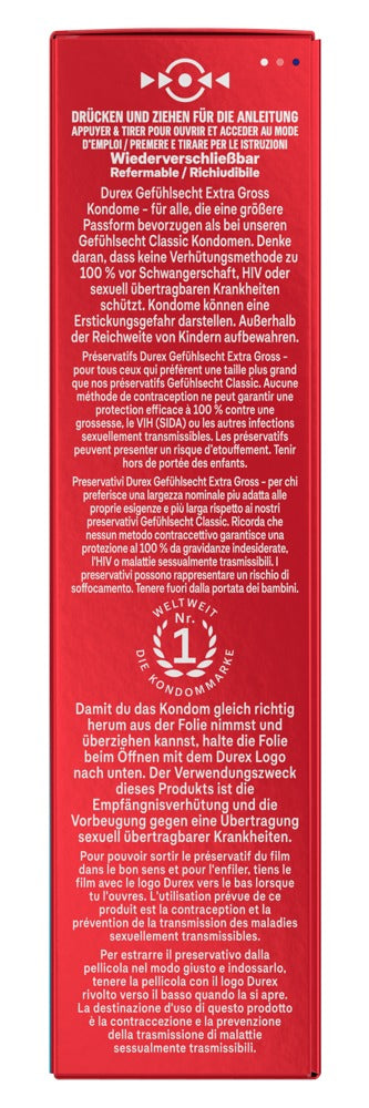 Durex Echt gevoel Extra groot XXL condoom - Transparant - Durex - SKU: 4169910000