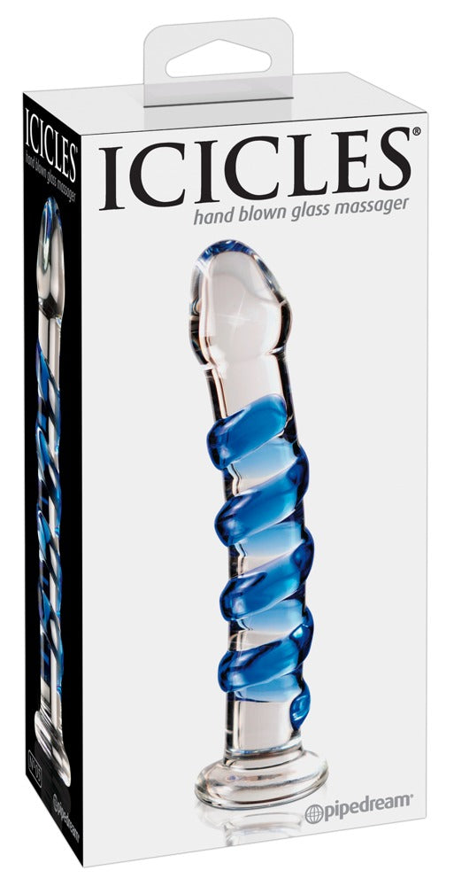 Icicles Glazen dildo met spiraalpatroon - Transparant