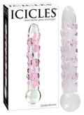 Icicles Glazen dildo met stimulerende stippen - Transparant