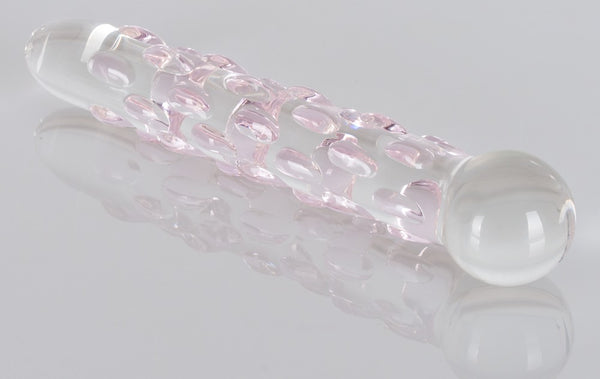 Icicles glazen dildo met stippen - Transparant - Icicles - SKU: 5023080000