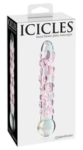 Icicles Glazen dildo met stimulerende stippen - Transparant