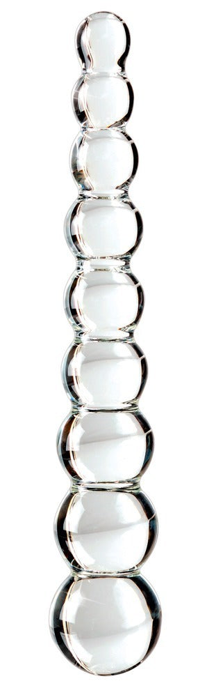 Icicles Glazen dildo met 9 kralen en verwarm/koel functie - Transparant - Icicles - SKU: 5046450000