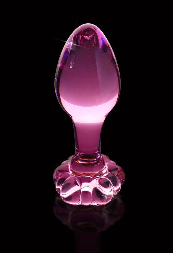 Icicles Butt plug kegelvormig met glazen bloemstop - Roze - Icicles - SKU: 5082760000