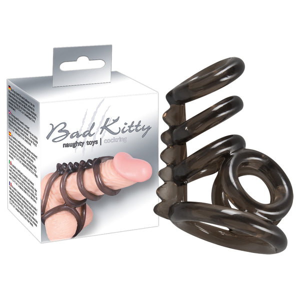 Bad Kitty rookkleurige penis/testikelring - Zwart - Bad Kitty - SKU: 5097790000