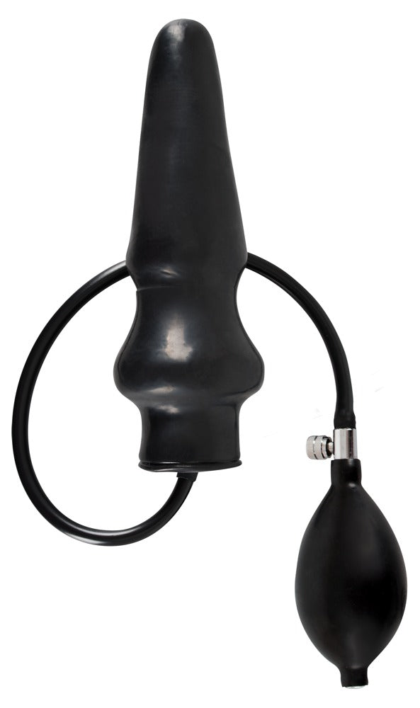 Late X Opblaasbare latex plug met pomp - Zwart - Late X - SKU: 5099140000