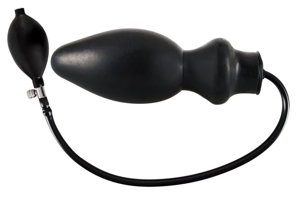 Late X Opblaasbare latex plug met pomp - Zwart - Late X - SKU: 5099140000