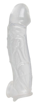 Crystal Penis sleeve met verlenging en kogelring - Transparant