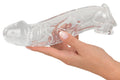 Crystal Penis sleeve met verlenging en kogelring - Transparant