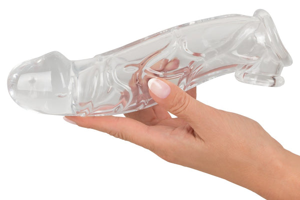 Crystal Penis sleeve met verlenging en kogelring - Transparant - Crystal - SKU: 5129070000