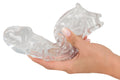 Crystal Penis sleeve met verlenging en kogelring - Transparant