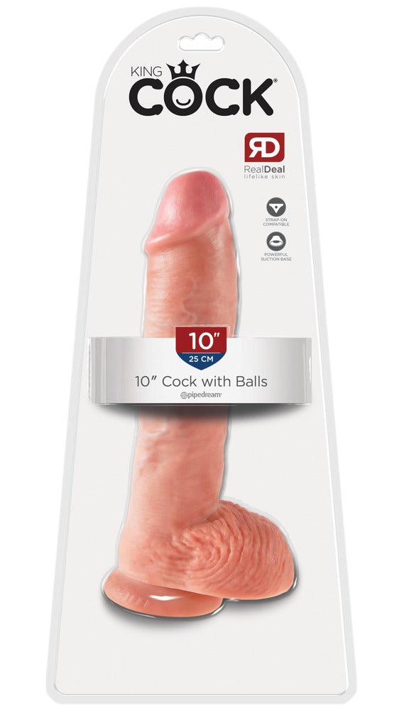 King Cock 10" Haan met ballen - Huidskleur Licht - King Cock - SKU: 5133000000