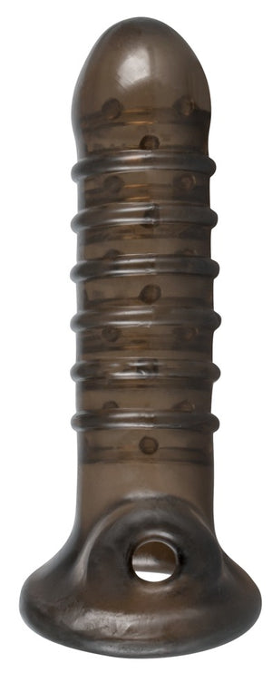Rebel Penis sleeve met testikellus en stimulerende groeven - Zwart